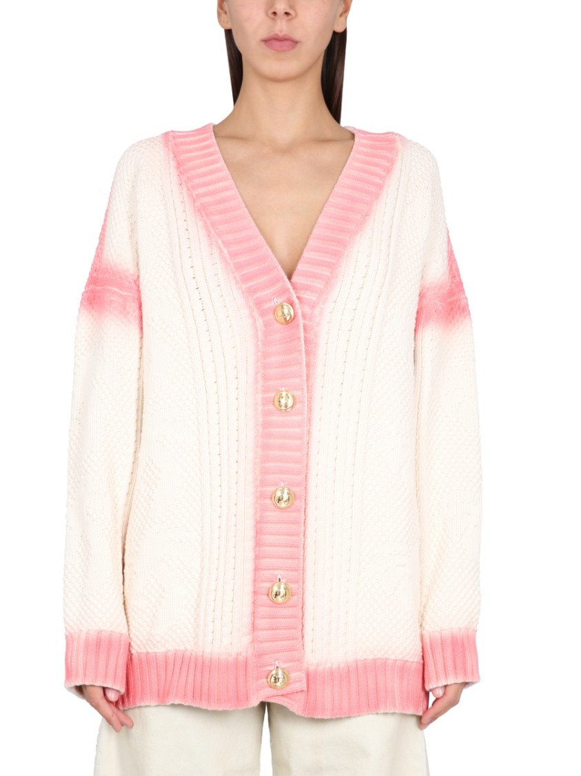 Palm Angels Patent Leather Effect Palm Cardigan Wit