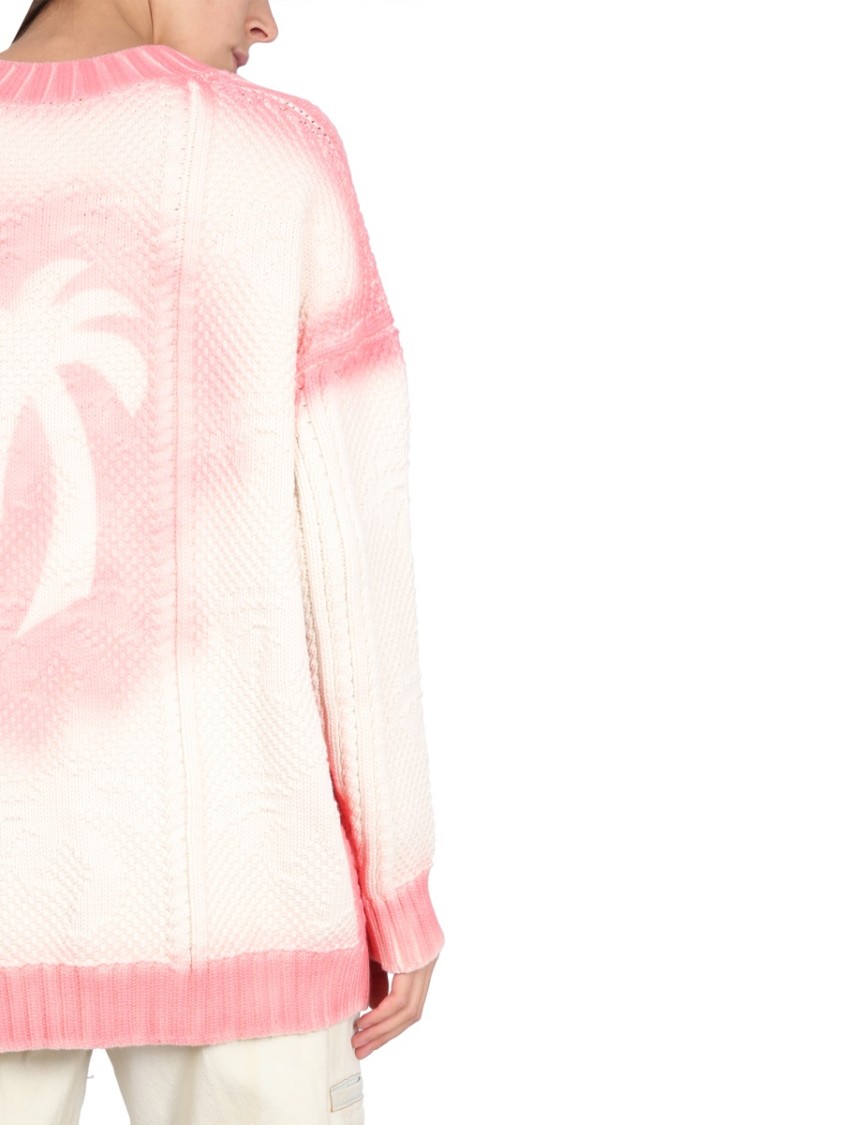 Palm Angels Patent Leather Effect Palm Cardigan Wit