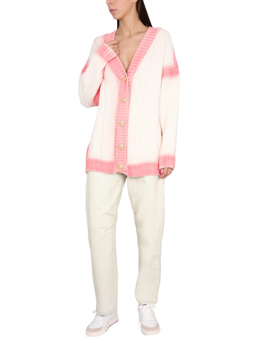 Palm Angels Patent Leather Effect Palm Cardigan Wit
