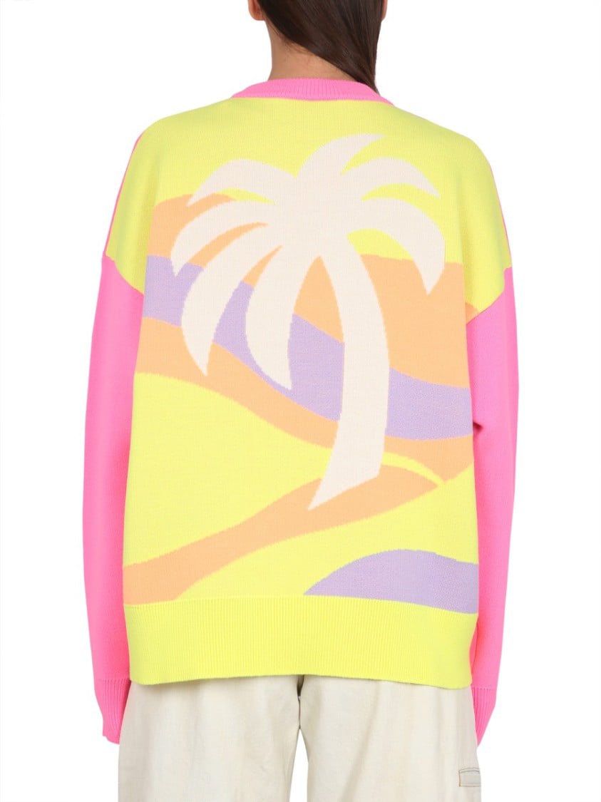 Palm Angels Jersey With Palm Motif Roze