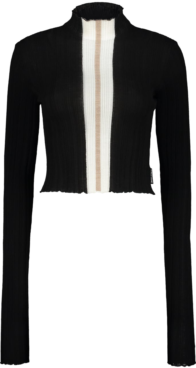 Palm Angels Long sleeve crop top Zwart