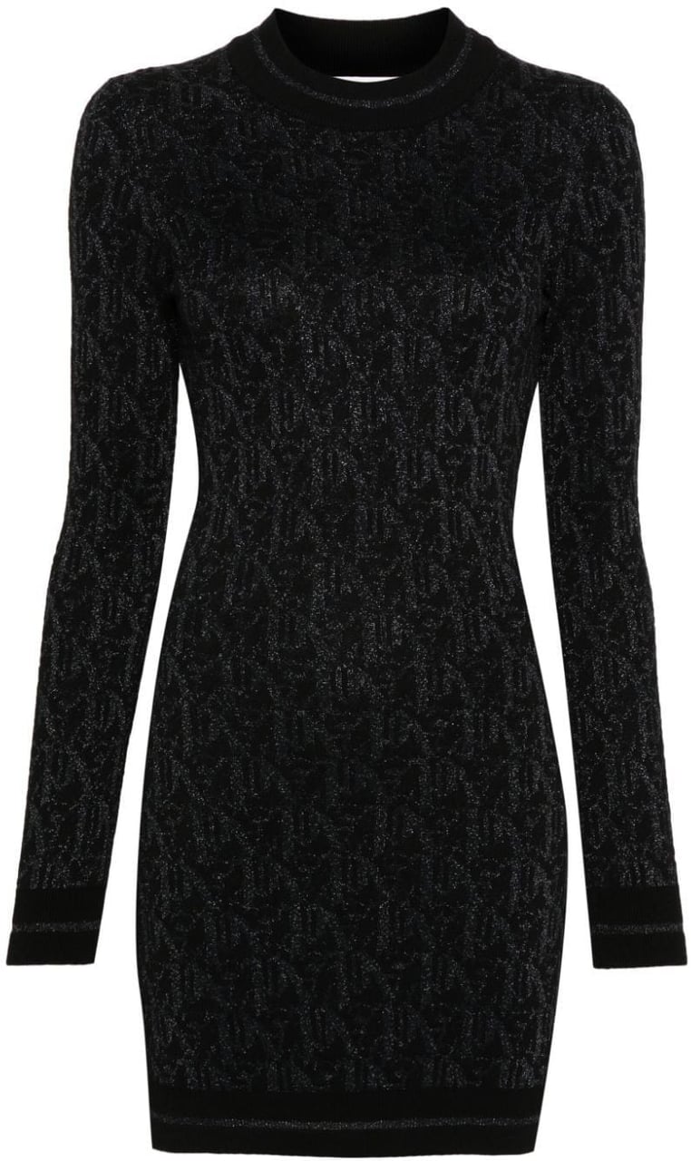 Palm Angels Monogram Jacquard Fitted Viscose Mini Dress Zwart