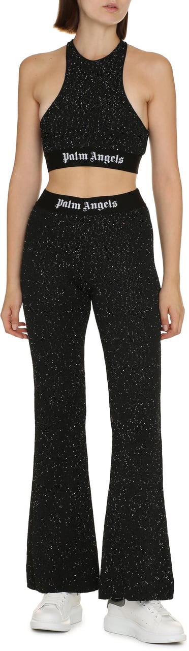 Palm Angels Crop-top with logo Zwart