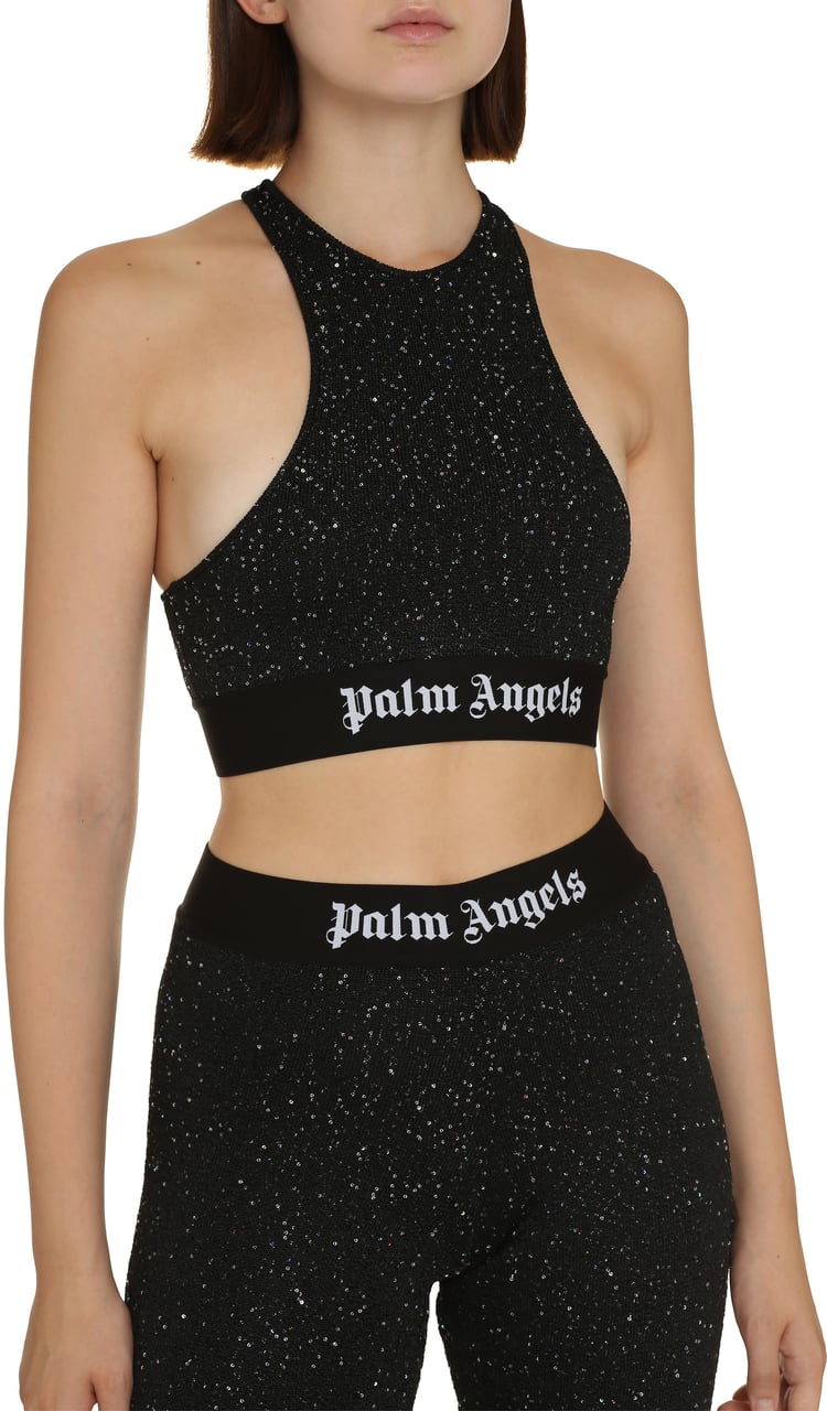 Palm Angels Crop-top with logo Zwart