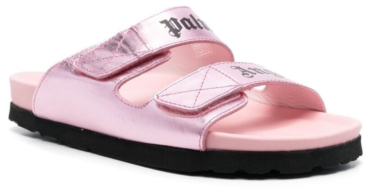 Palm Angels Palm Angels Leather Logo Sandals Roze