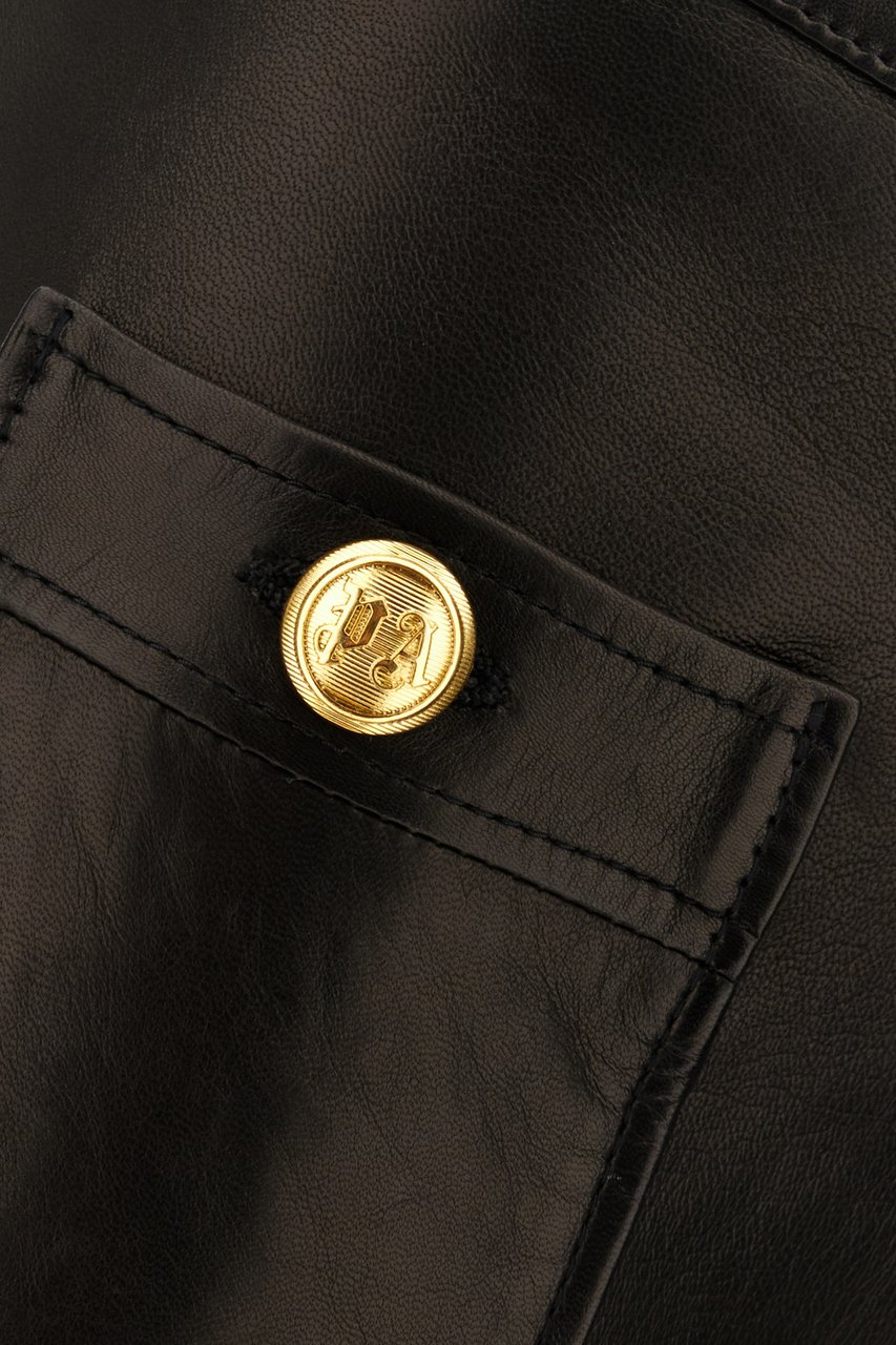 Palm Angels Palm Angels Black leather pant Zwart
