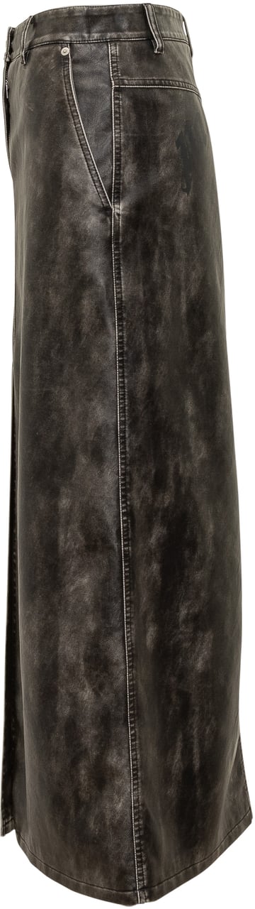 Palm Angels Palm Angels Gonna Midi in Eco Pelle Effetto Vintage Grijs