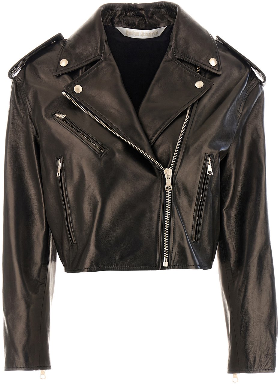 Palm Angels Palm Angels Black leather jacket Zwart