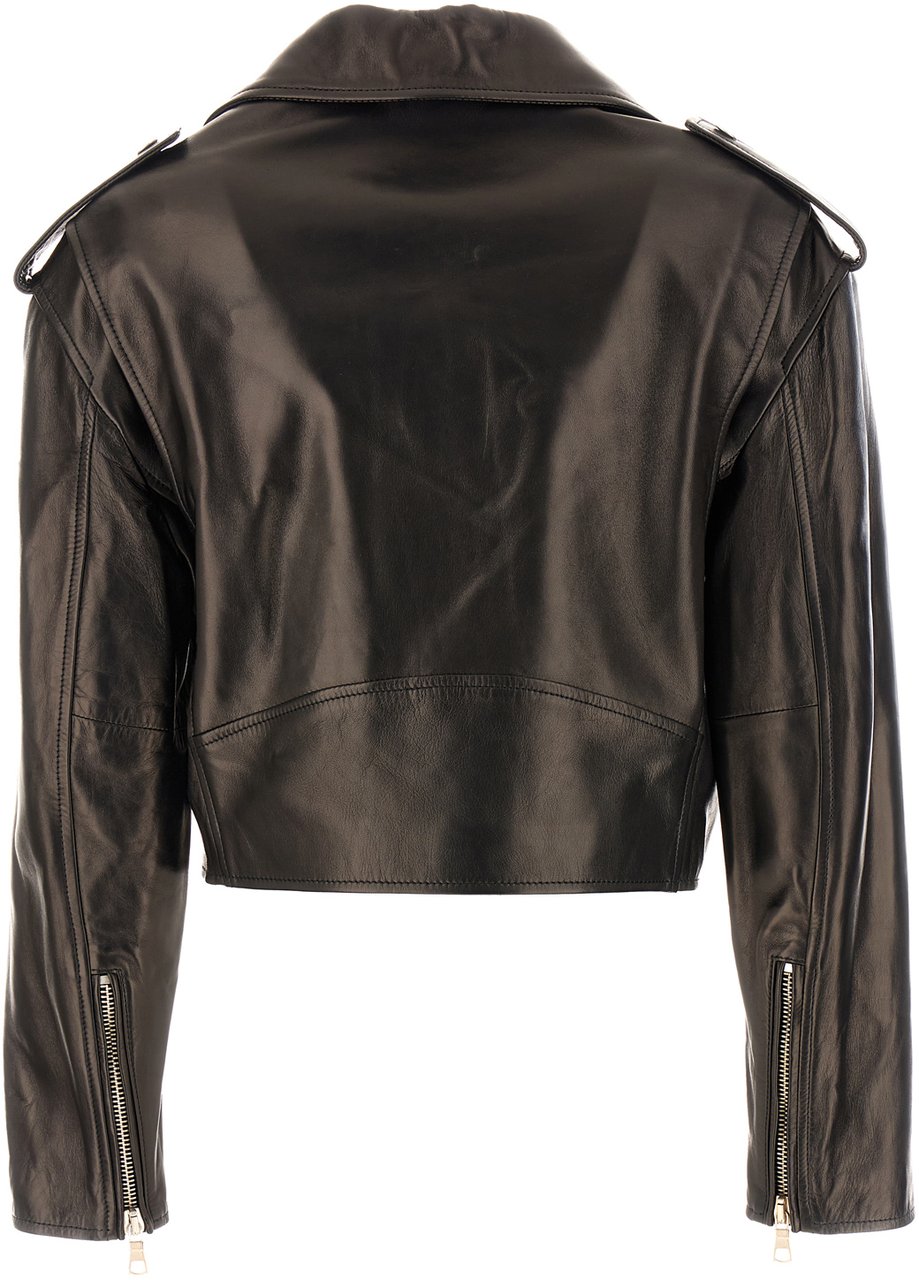 Palm Angels Palm Angels Black leather jacket Zwart