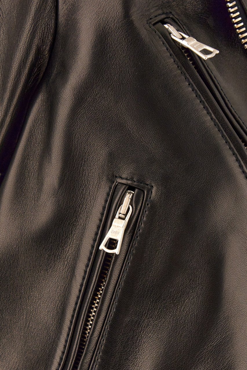 Palm Angels Palm Angels Black leather jacket Zwart