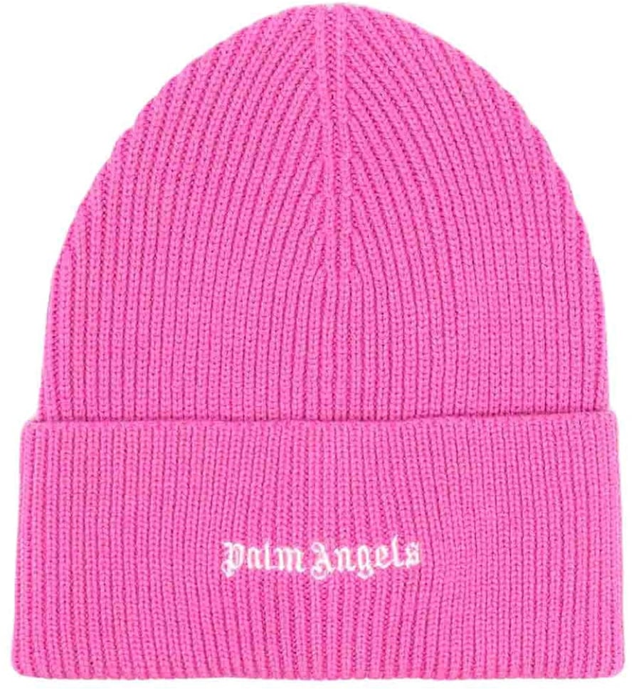 Palm Angels Classic Logo Ribbed Beanie Roze