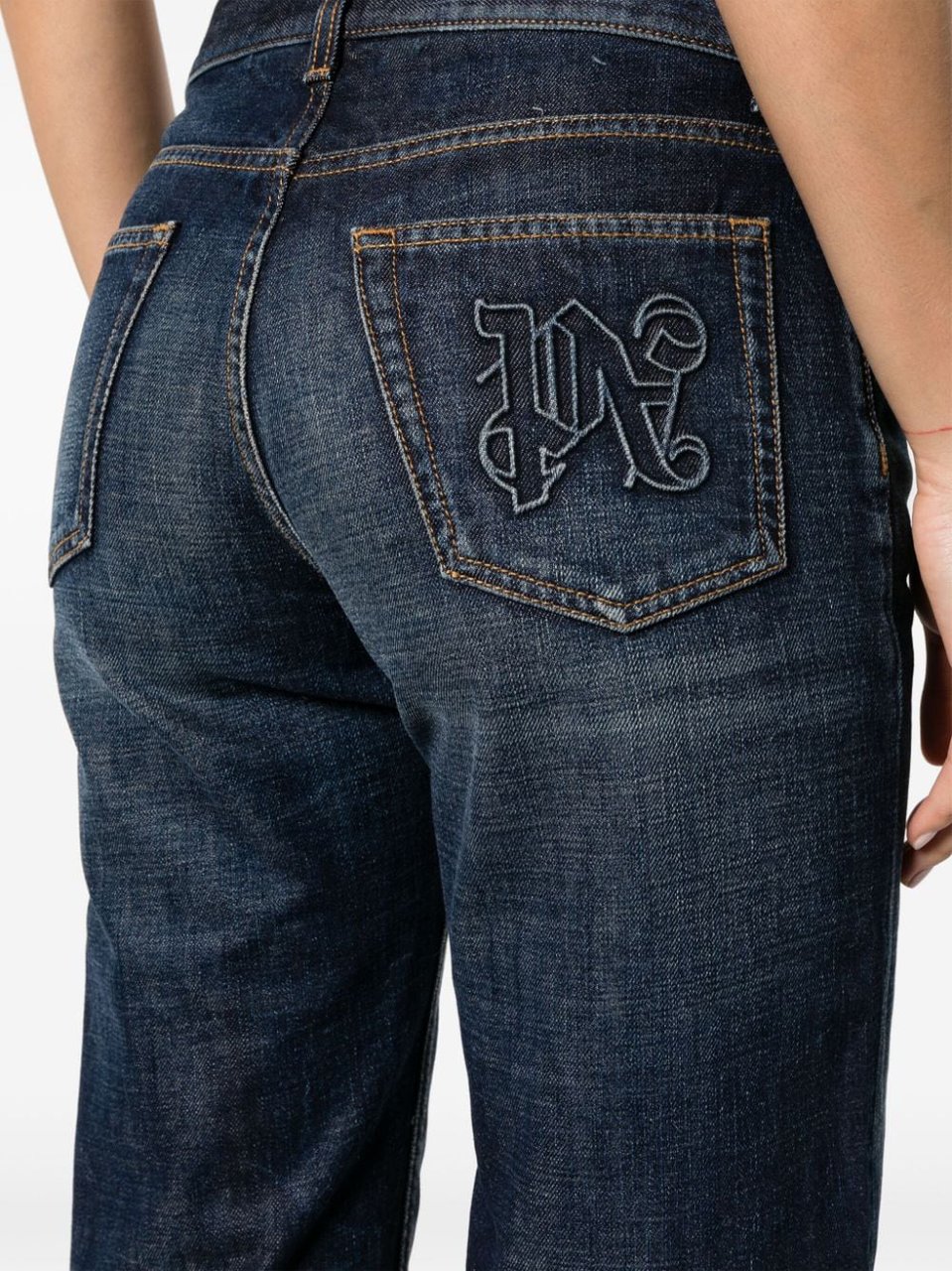 Palm Angels Blue Straight Leg Five Pocket Denim Jeans Zwart