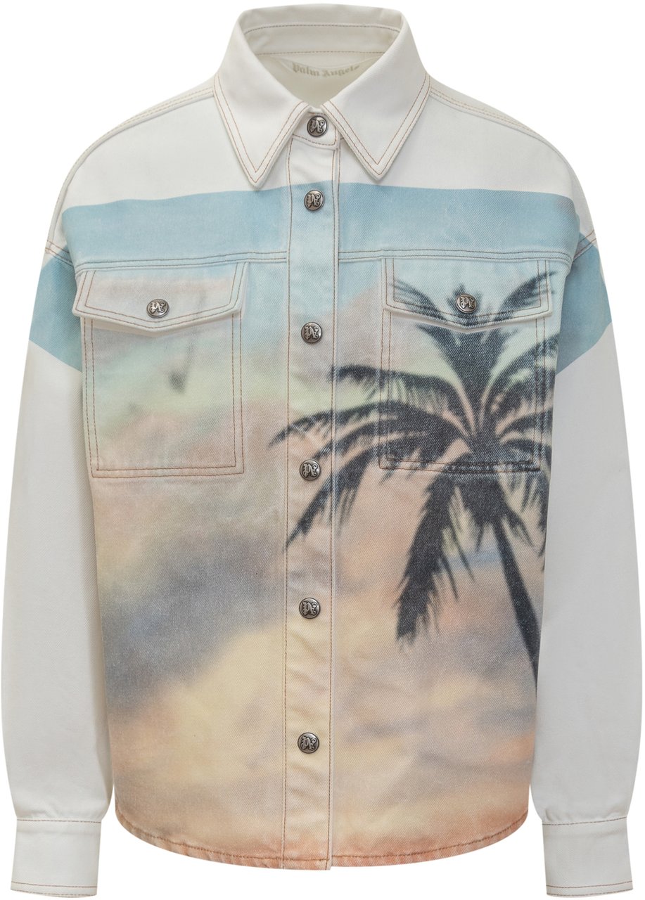 Palm Angels Giacca in Jeans Sunrise Wit