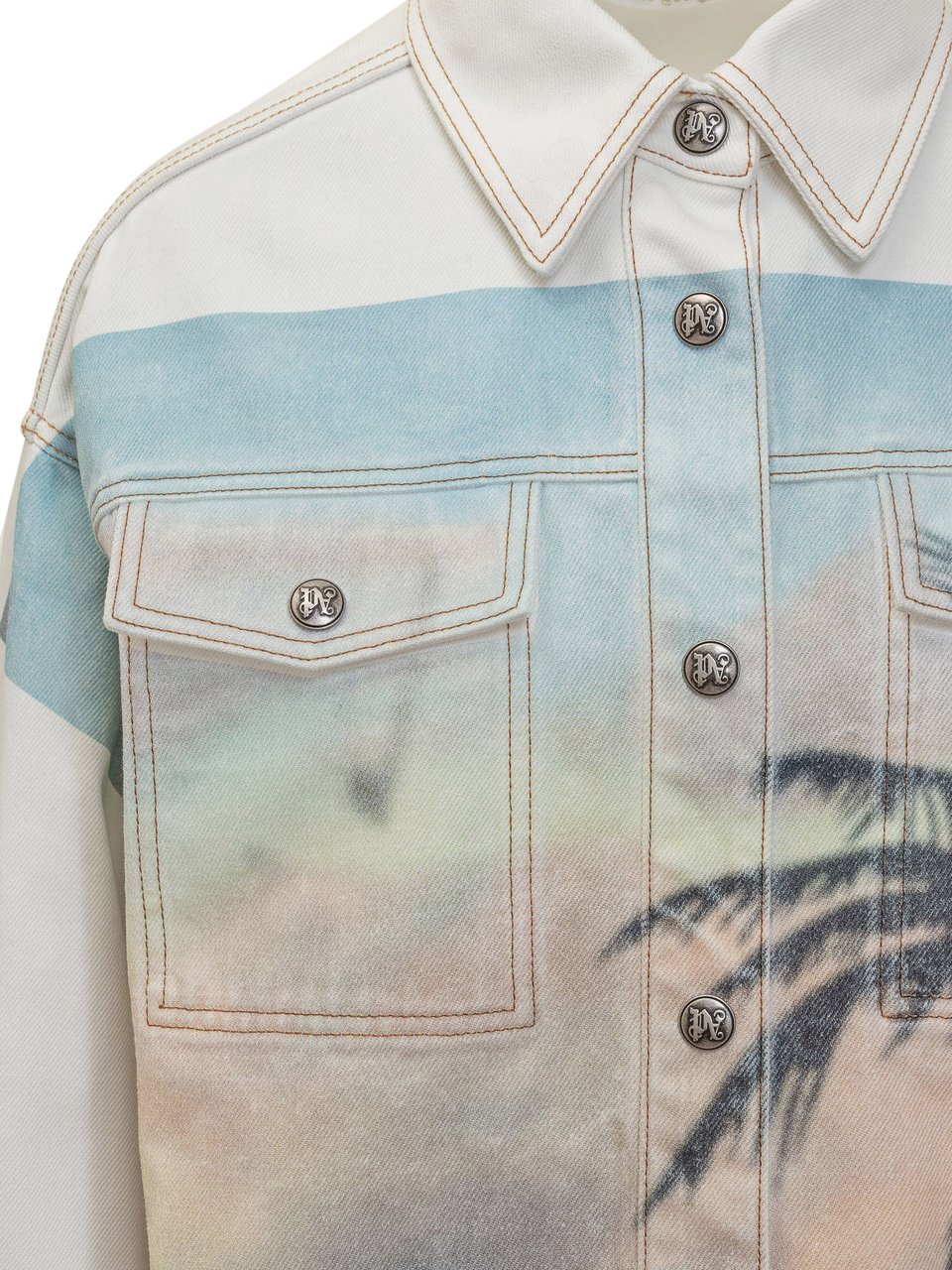 Palm Angels Giacca in Jeans Sunrise Wit