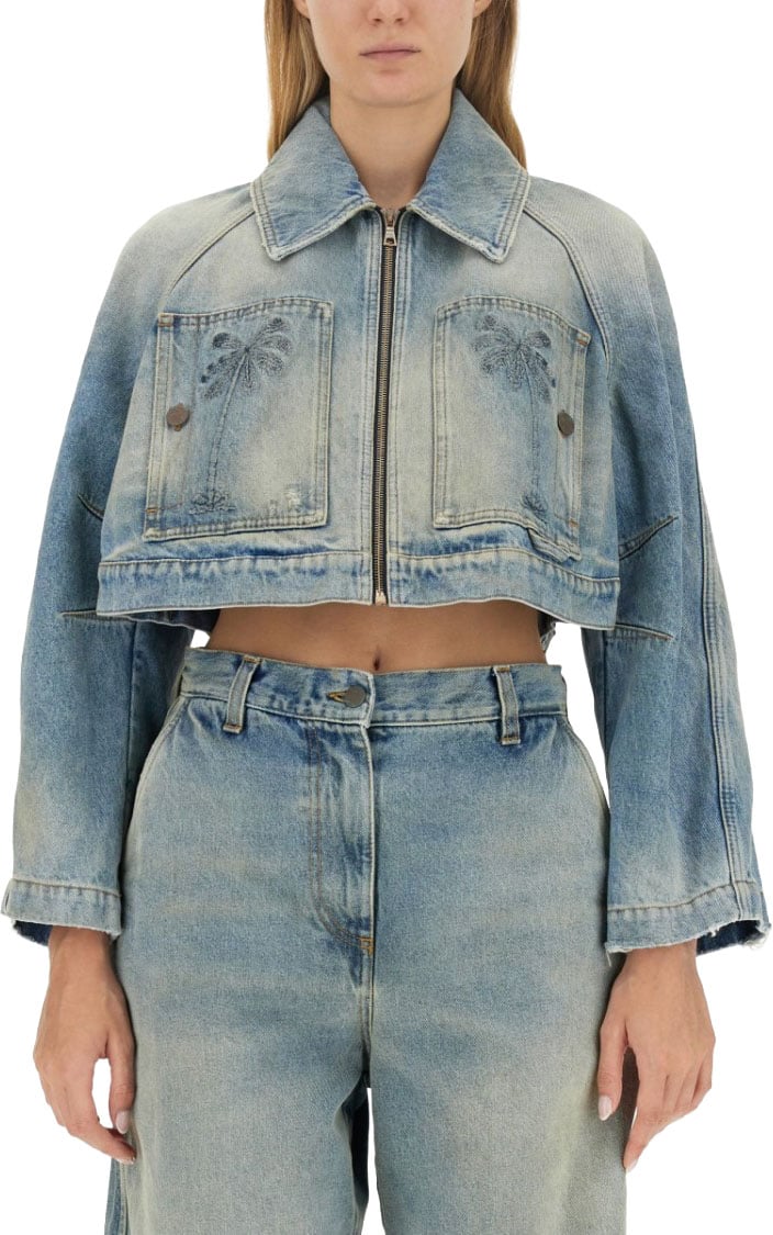 Palm Angels Cropped Fit Jacket Blauw
