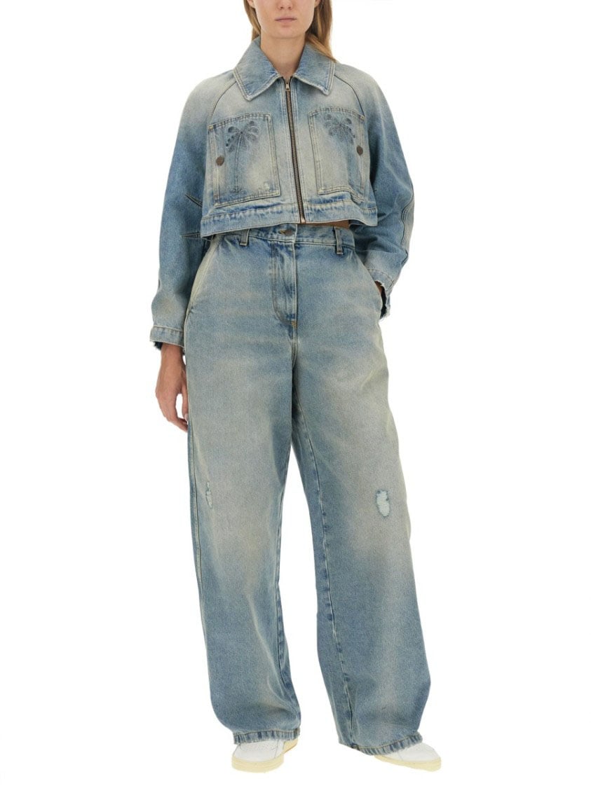 Palm Angels Cropped Fit Jacket Blauw