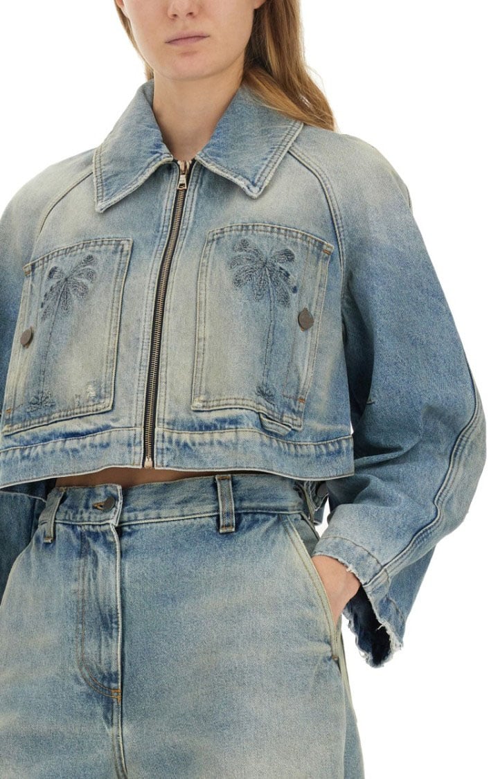 Palm Angels Cropped Fit Jacket Blauw