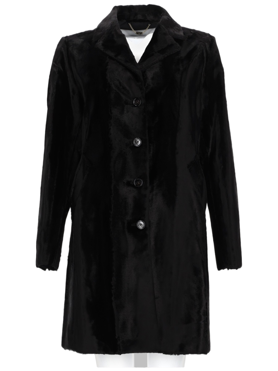 Palto Single-Breasted Coat With Classic Collar And Four Front Buttons Zwart