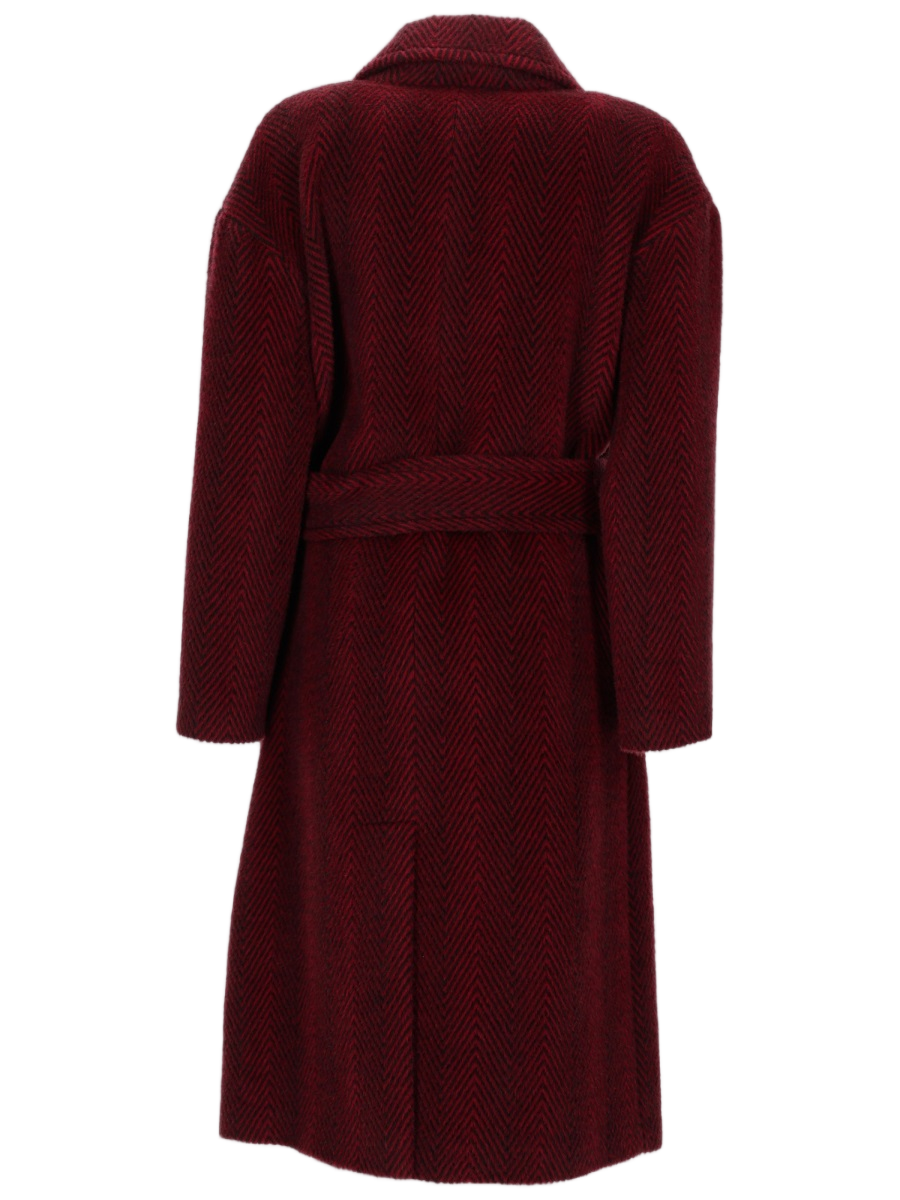 Palto Mid-Thigh Length Alpaca and Wool Coat Zwart