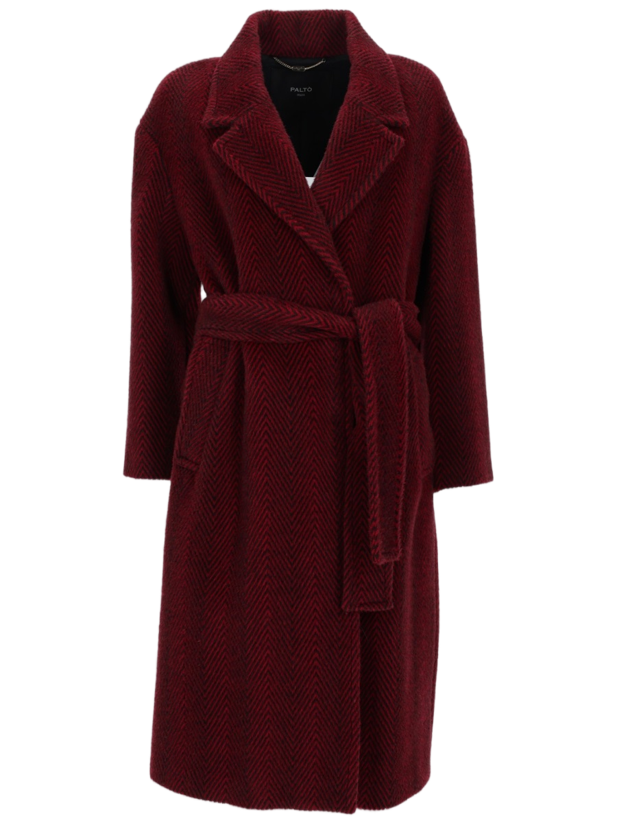 Palto Mid-Thigh Length Alpaca and Wool Coat Zwart