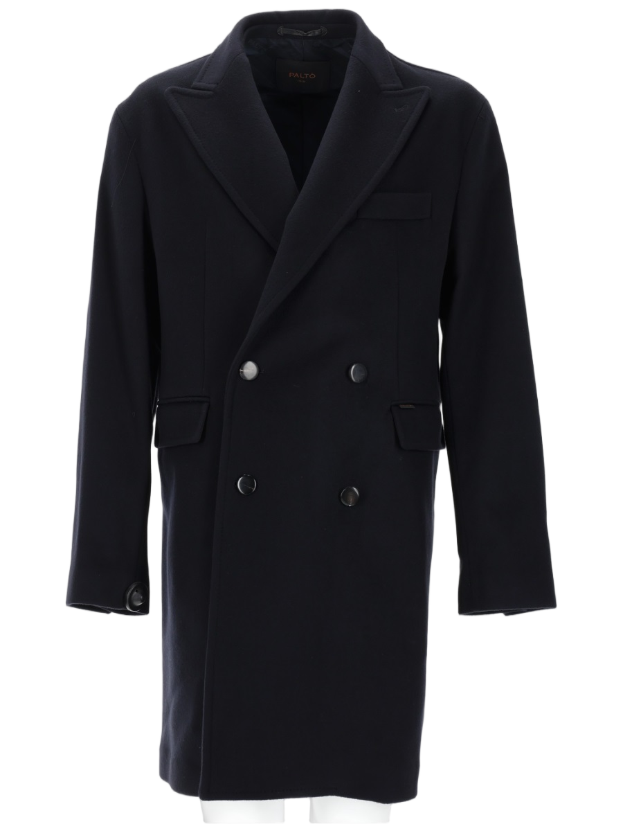Palto Double-Breasted Wool Blend Coat with Tailored Fit Zwart