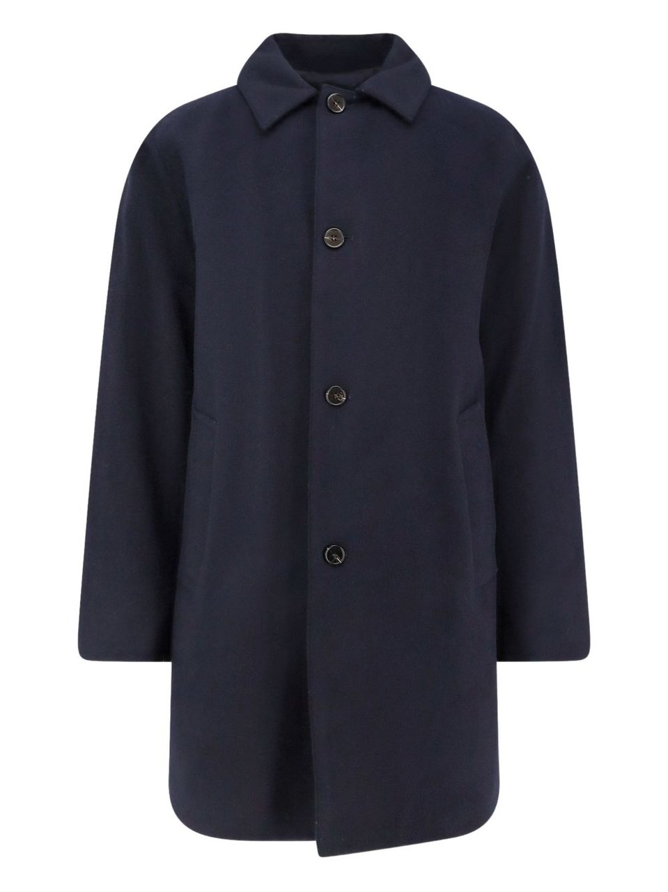 Palto Straight-Cut Overcoat With Four-Button Front Zwart