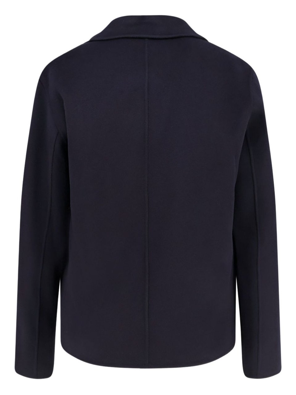 Palto Cropped Black Zip-Up Jacket With Structured Collar And Rounded Pockets Zwart