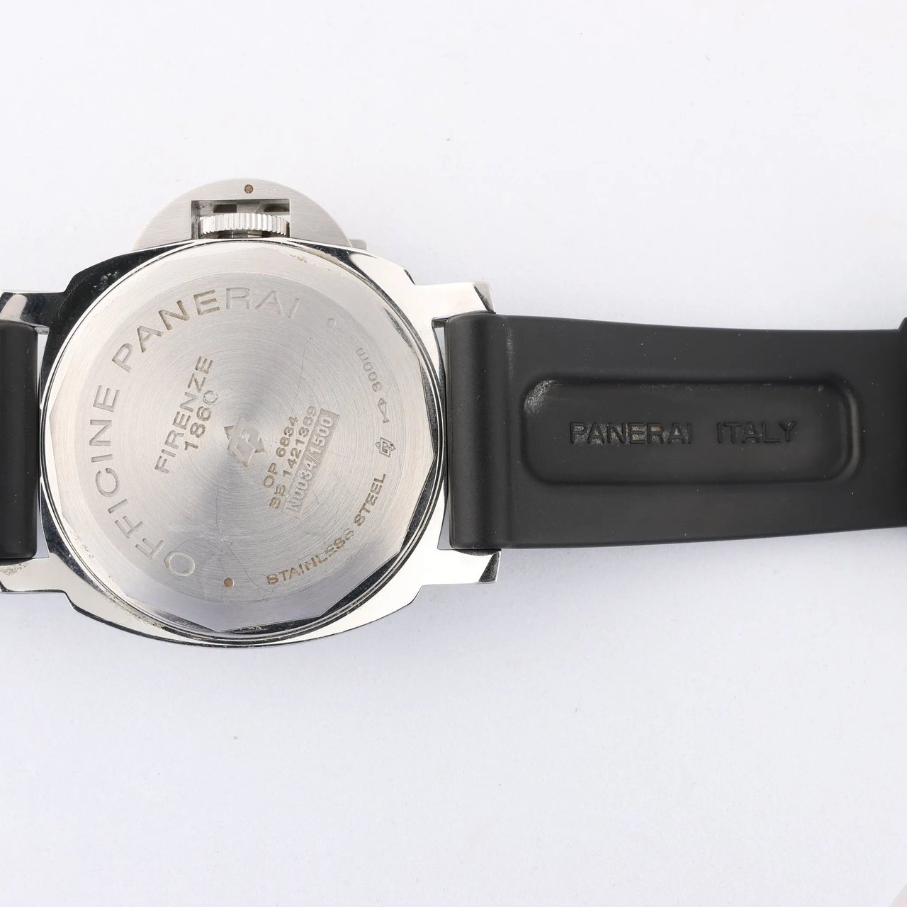Panerai Panerai Luminor Base Logo PAM00000 SS x Rubber Stem-winder Watch with Black Dial Zwart