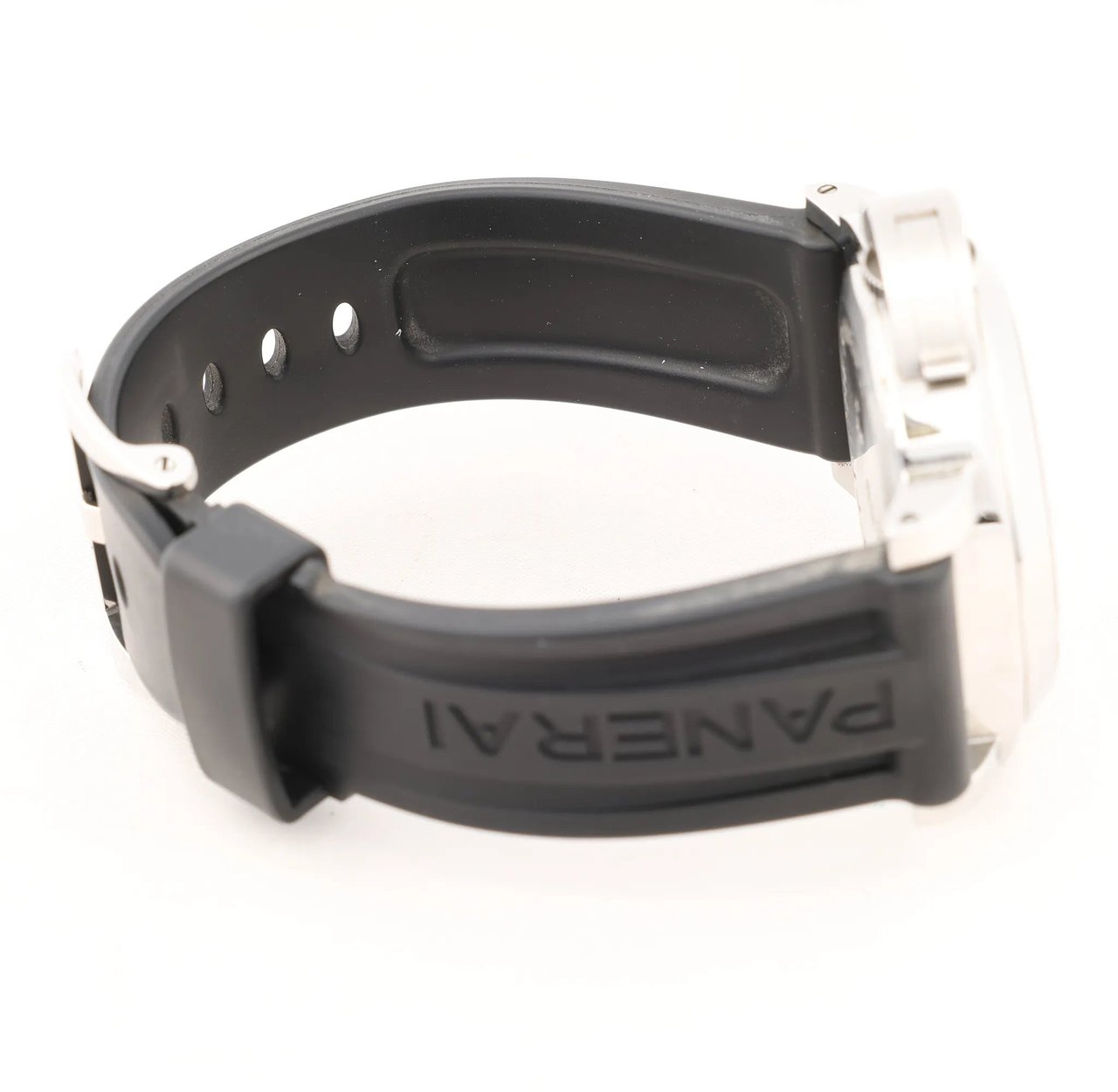 Panerai Panerai Luminor Base Logo PAM00000 SS x Rubber Stem-winder Watch with Black Dial Zwart