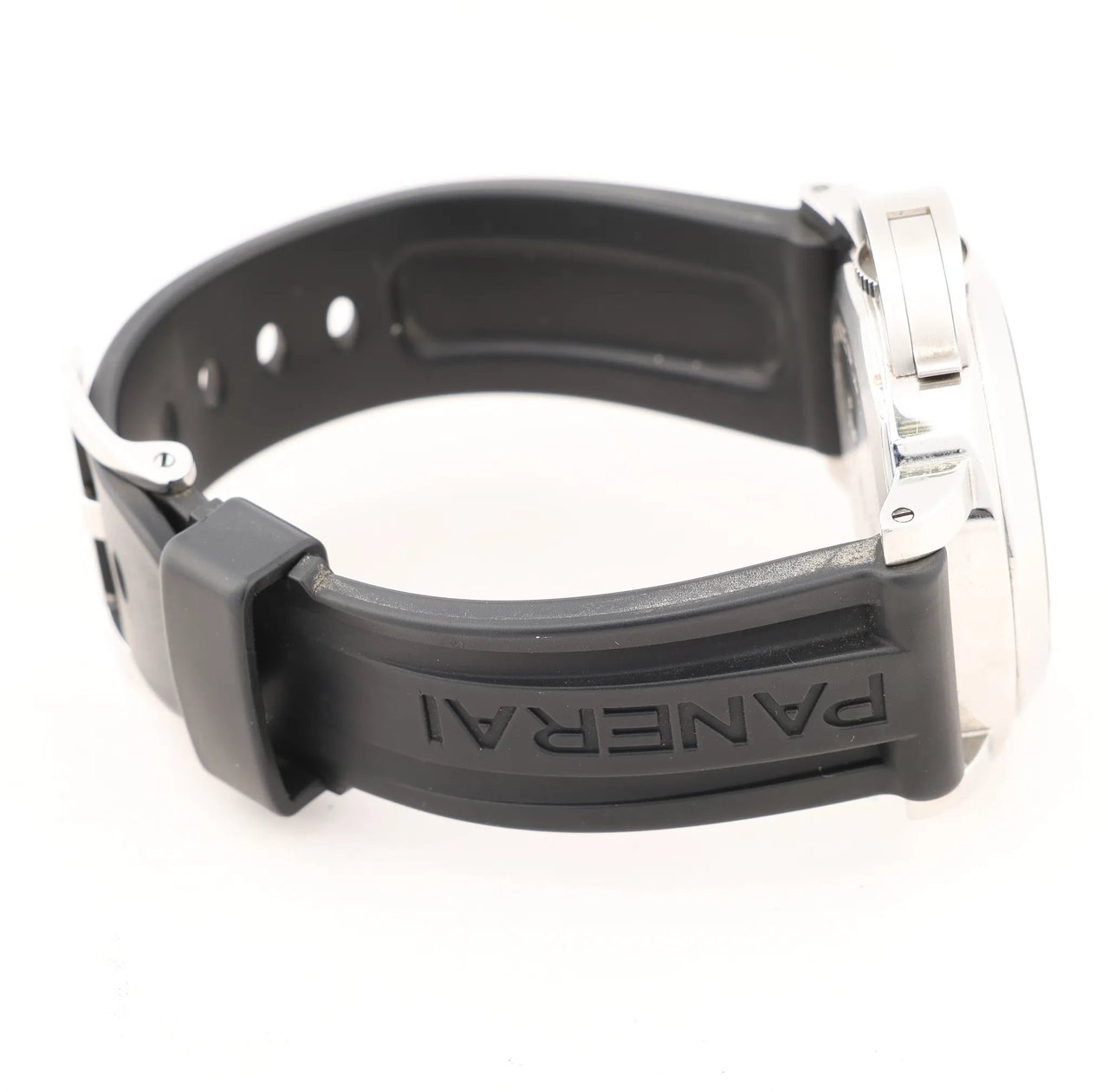 Panerai Panerai Luminor Base Logo PAM00000 SS x Rubber Stem-winder Watch with Black Dial Zwart