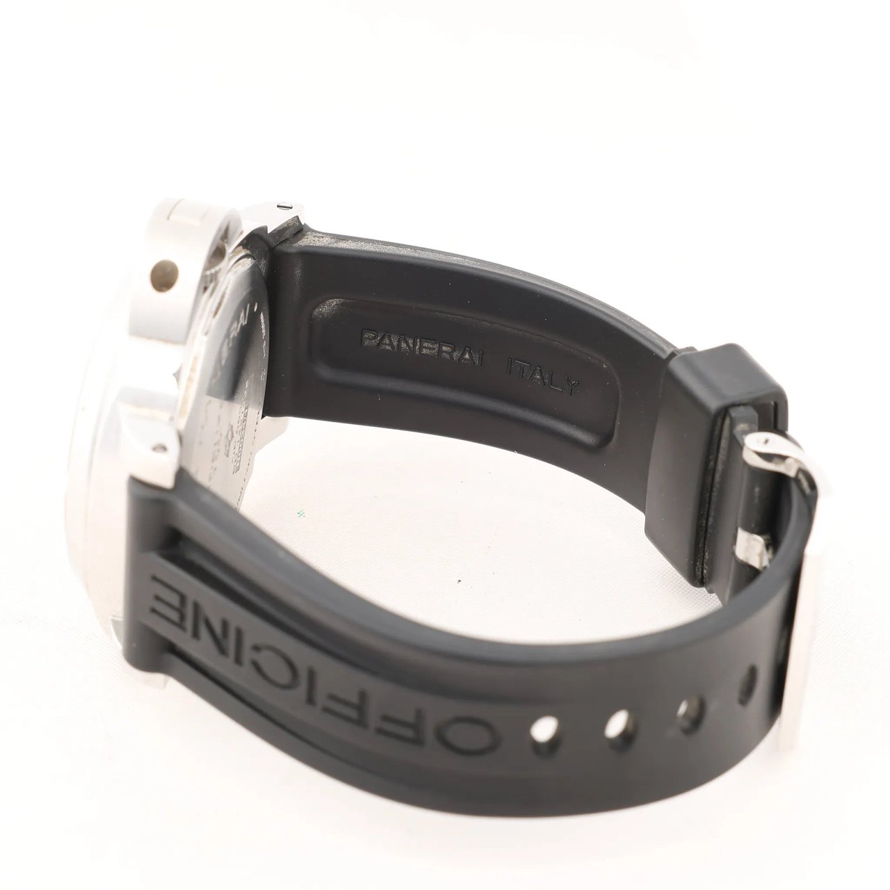 Panerai Panerai Luminor Base Logo PAM00000 SS x Rubber Stem-winder Watch with Black Dial Zwart