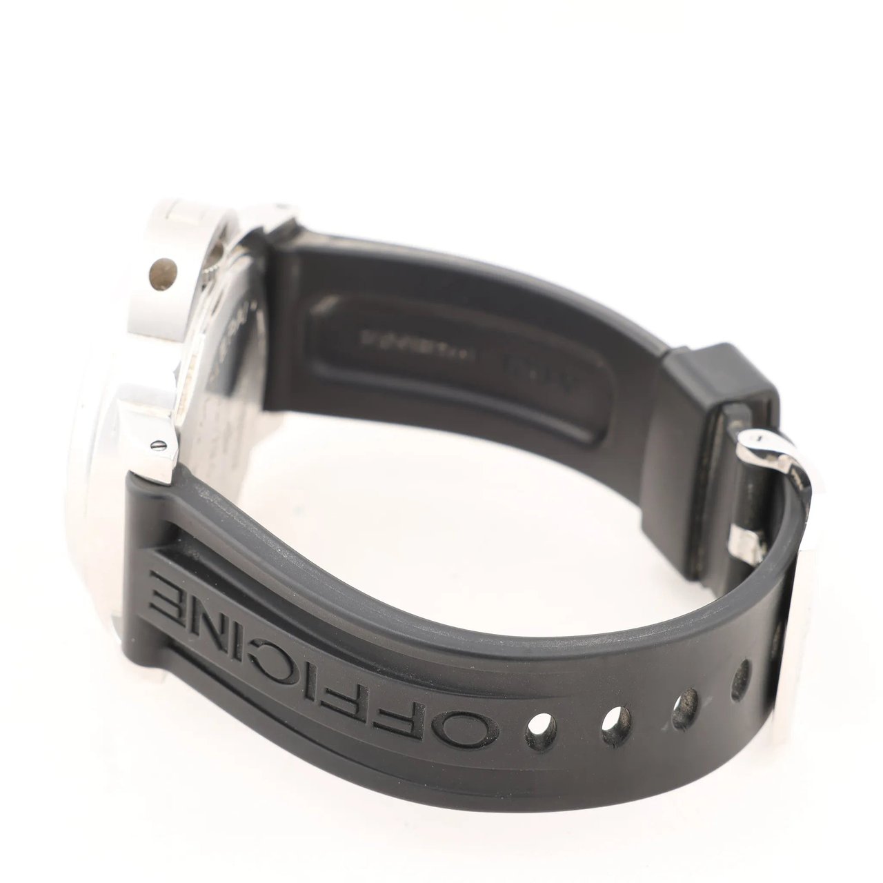 Panerai Panerai Luminor Base Logo PAM00000 SS x Rubber Stem-winder Watch with Black Dial Zwart