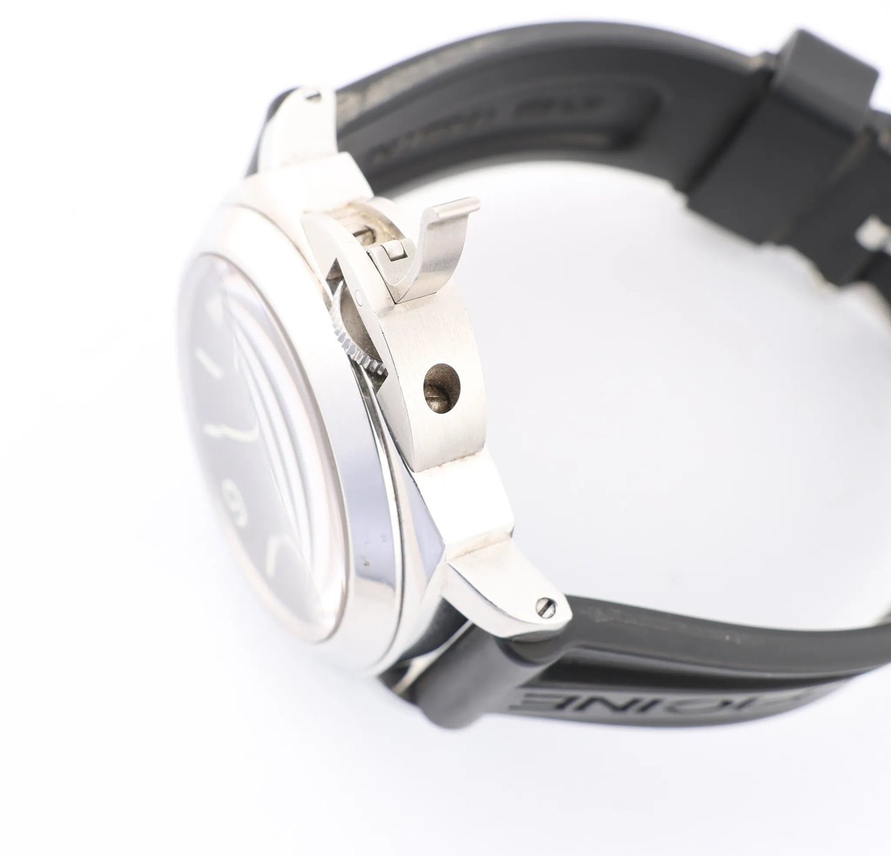 Panerai Panerai Luminor Base Logo PAM00000 SS x Rubber Stem-winder Watch with Black Dial Zwart