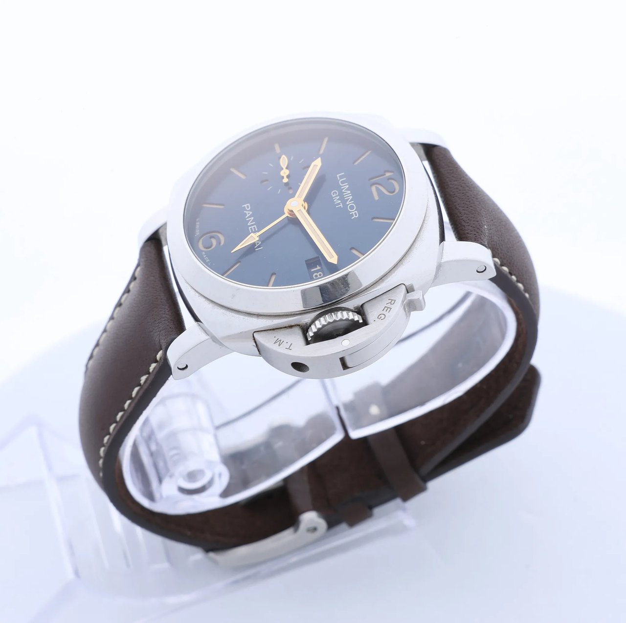 Panerai Luminor 1950 3 DAYS GMT Acciaio PAM00688 OP6950BB1815373 SS AT Watch with Blue Dial Blauw