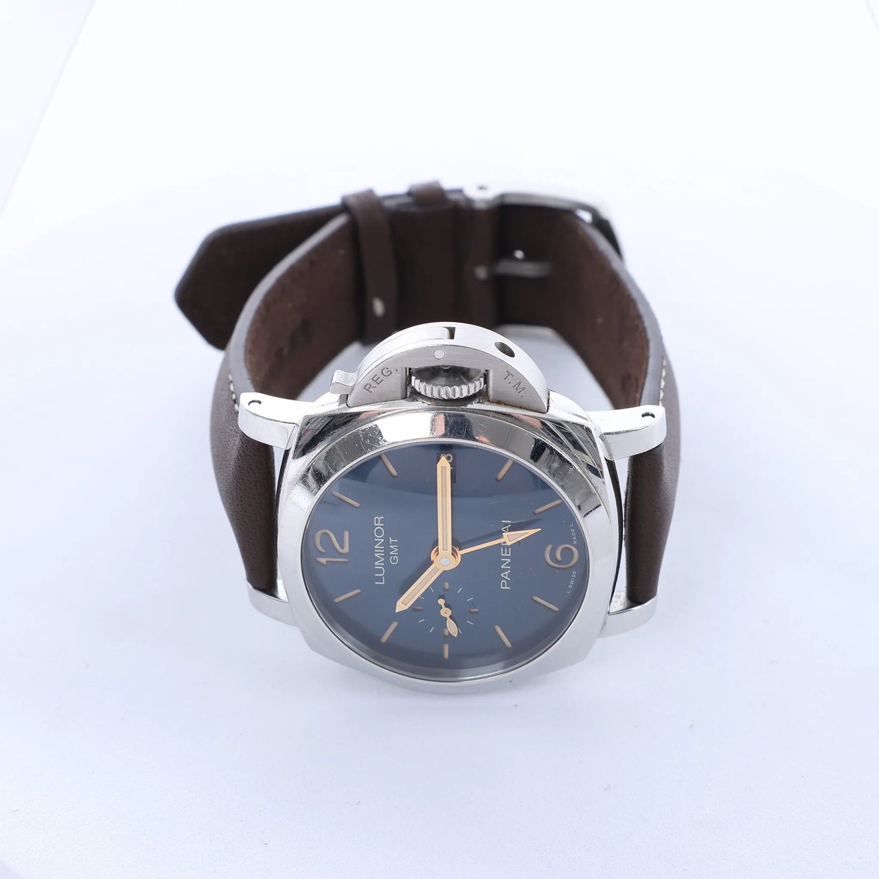 Panerai Luminor 1950 3 DAYS GMT Acciaio PAM00688 OP6950BB1815373 SS AT Watch with Blue Dial Blauw