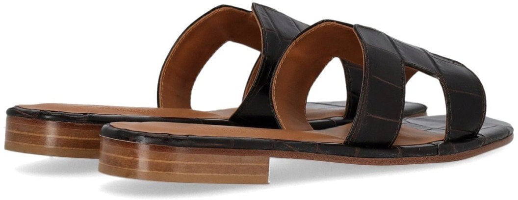 PAOLO FERRARA CROCO PRINT DARK SANDAL Bruin
