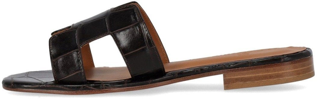 PAOLO FERRARA CROCO PRINT DARK SANDAL Bruin