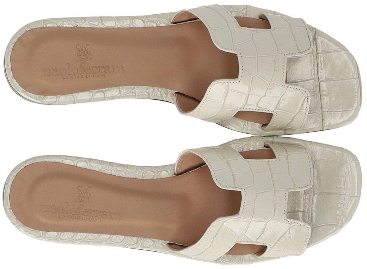 PAOLO FERRARA CROCO PRINT SANDAL Wit