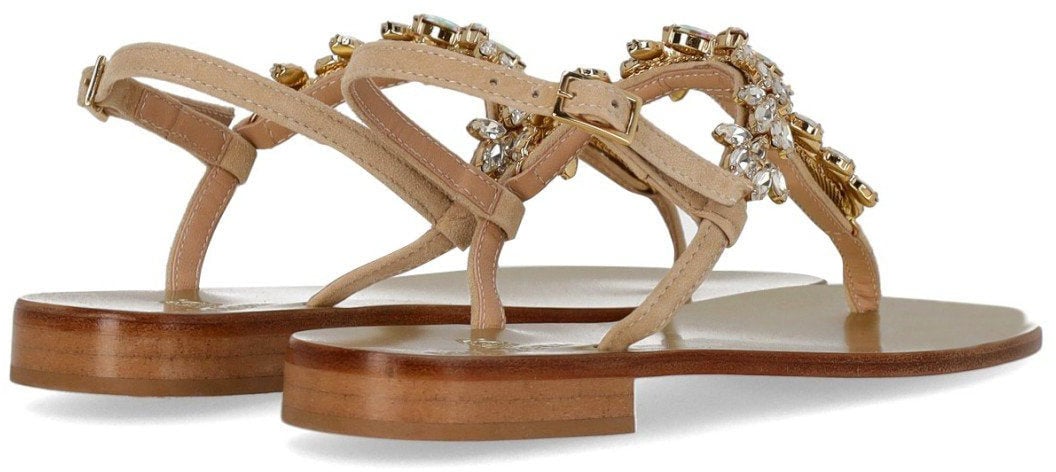 PAOLO FERRARA PEACH PINK THONG SANDAL Beige