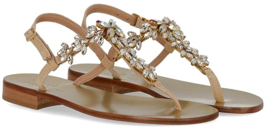 PAOLO FERRARA PEACH PINK THONG SANDAL Beige