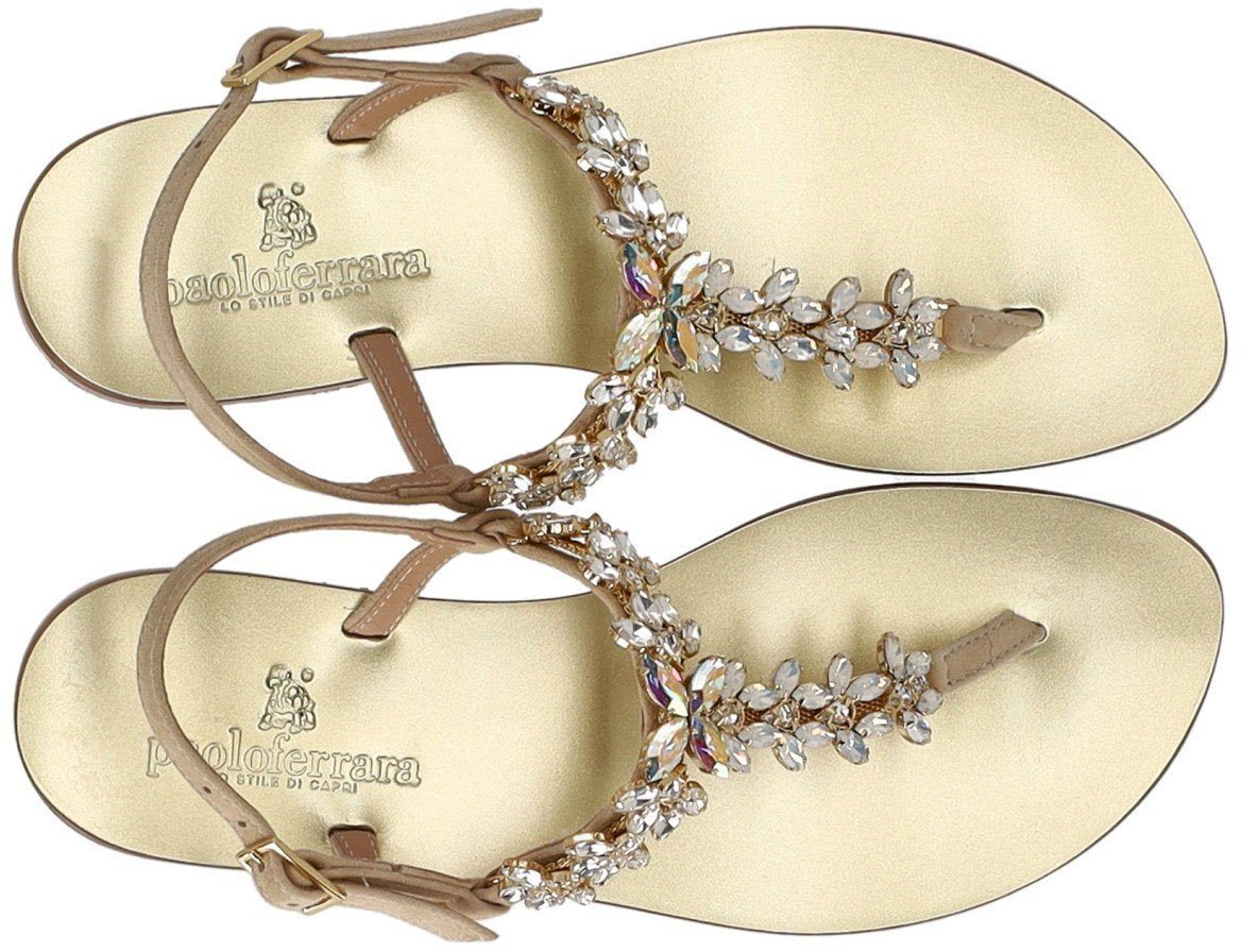 PAOLO FERRARA PEACH PINK THONG SANDAL Beige