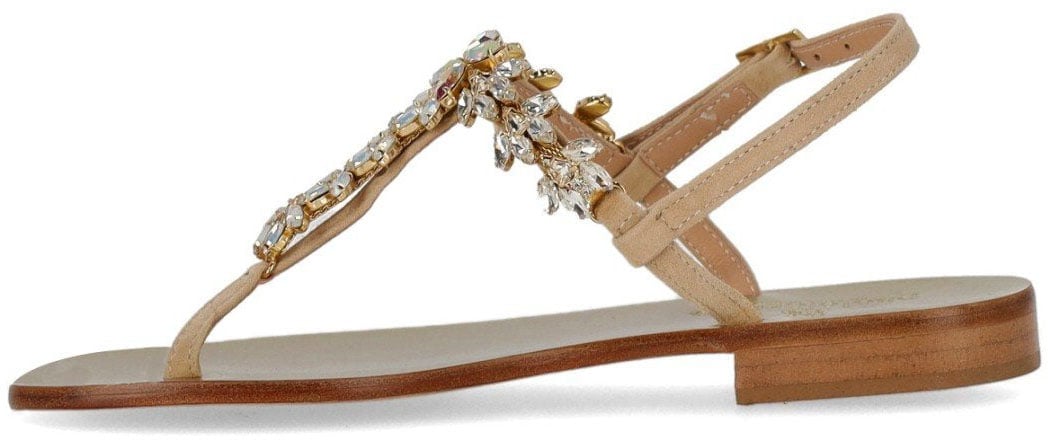 PAOLO FERRARA PEACH PINK THONG SANDAL Beige