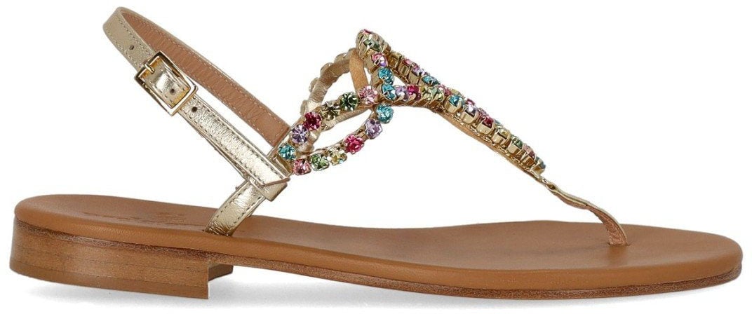 PAOLO FERRARA PLATIN THONG SANDAL Goud