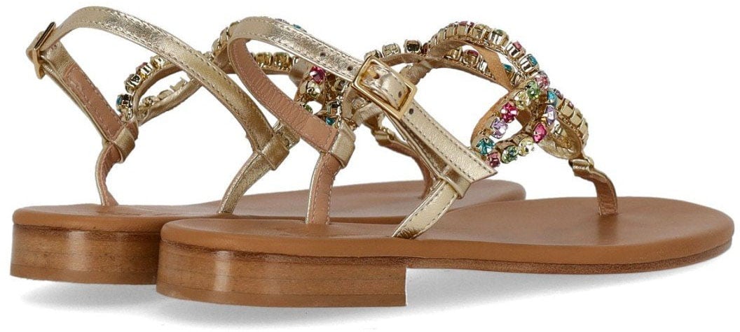 PAOLO FERRARA PLATIN THONG SANDAL Goud