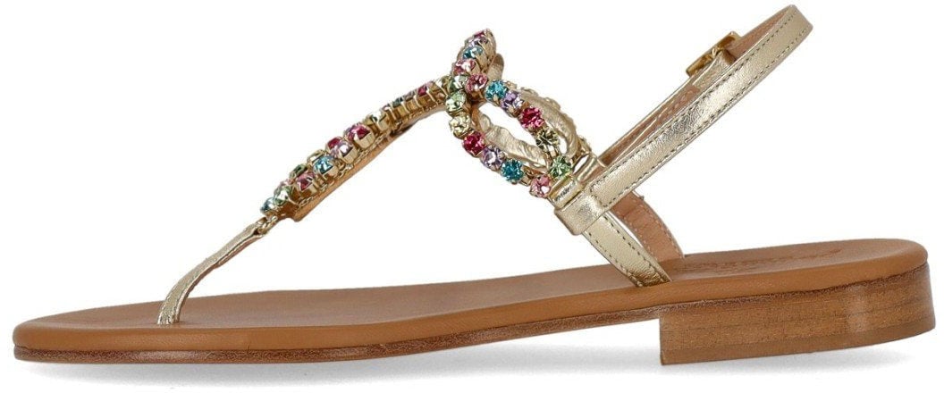 PAOLO FERRARA PLATIN THONG SANDAL Goud