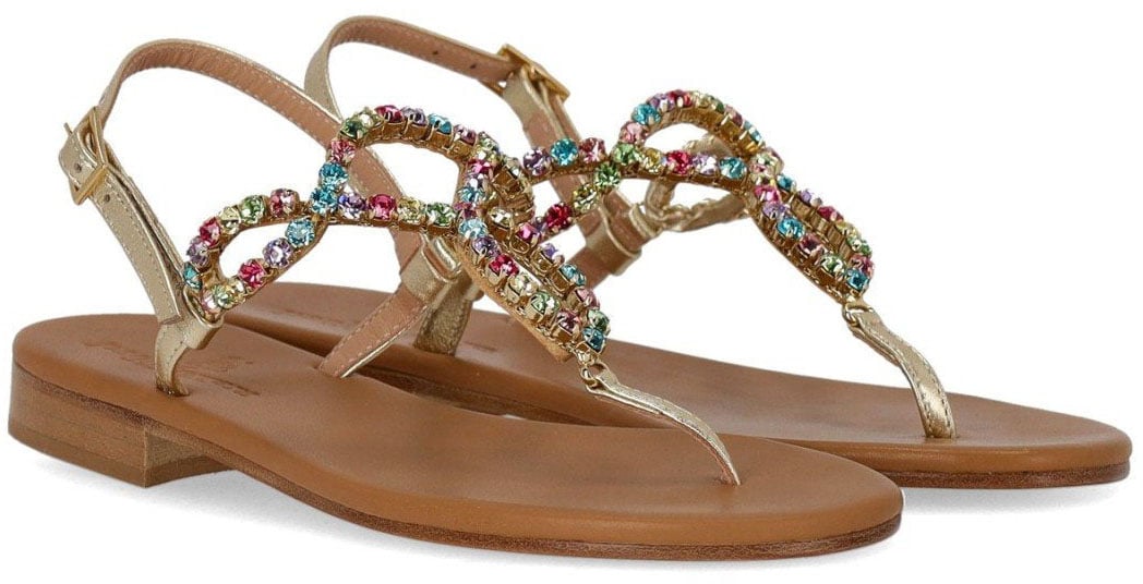 PAOLO FERRARA PLATIN THONG SANDAL Goud