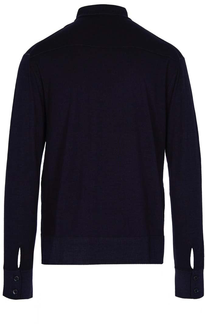 Paolo Pecora Blue Wool Cardigan Blauw