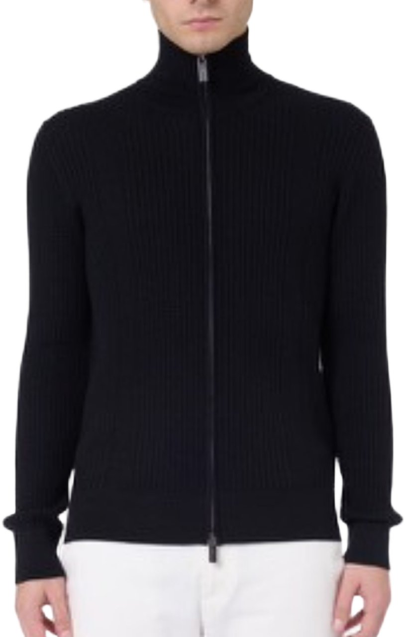 Paolo Pecora High-Neck Full-Zip Cardigan Zwart