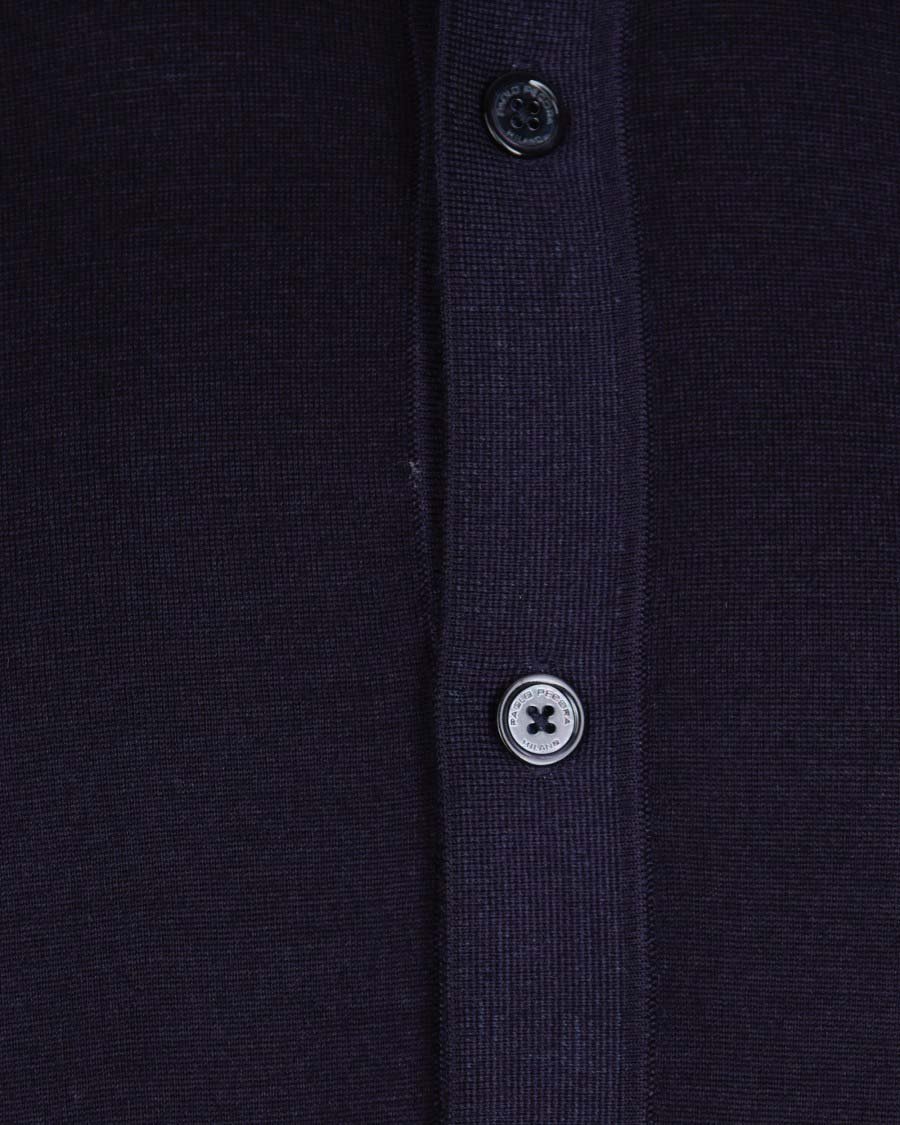 Paolo Pecora Blue Wool Cardigan Blauw