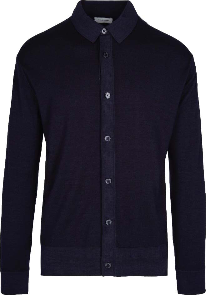 Paolo Pecora Blue Wool Cardigan Blauw